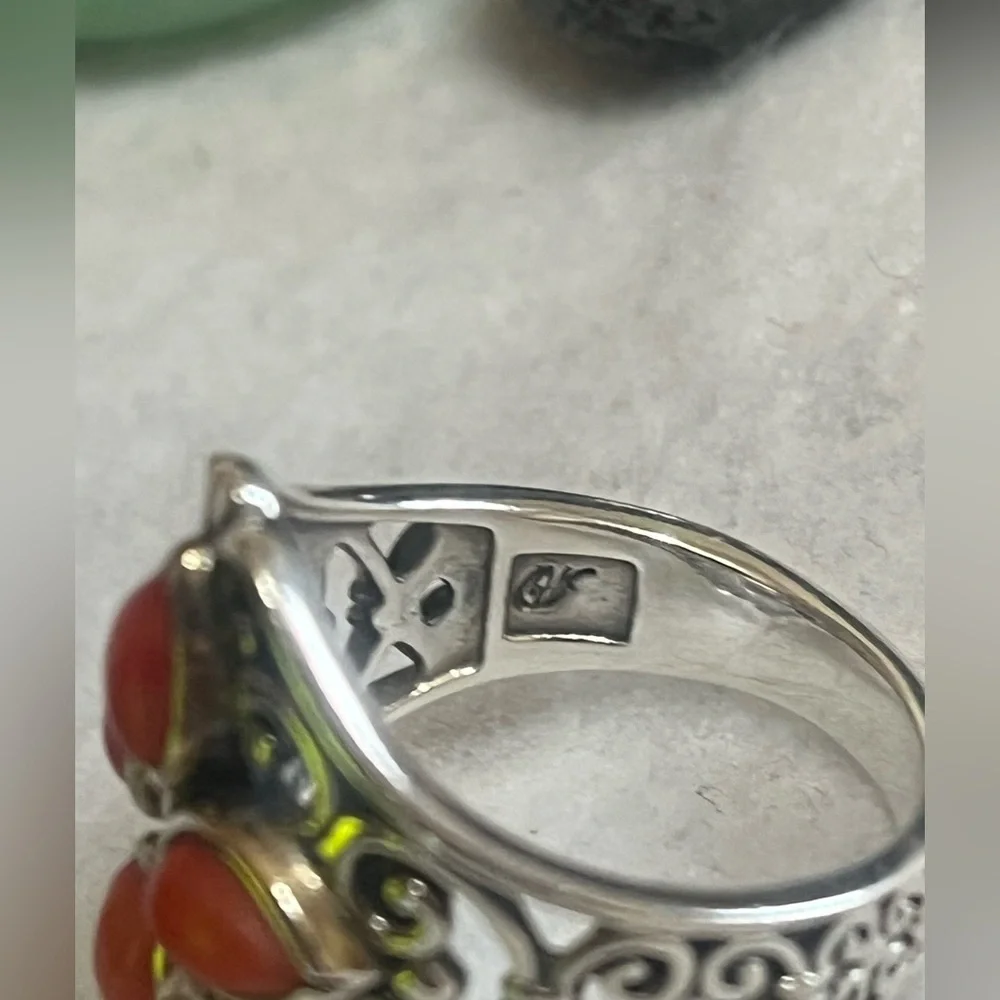 Carolyn Pollack Relios Coral Sterling Ring - Picture 5 of 14